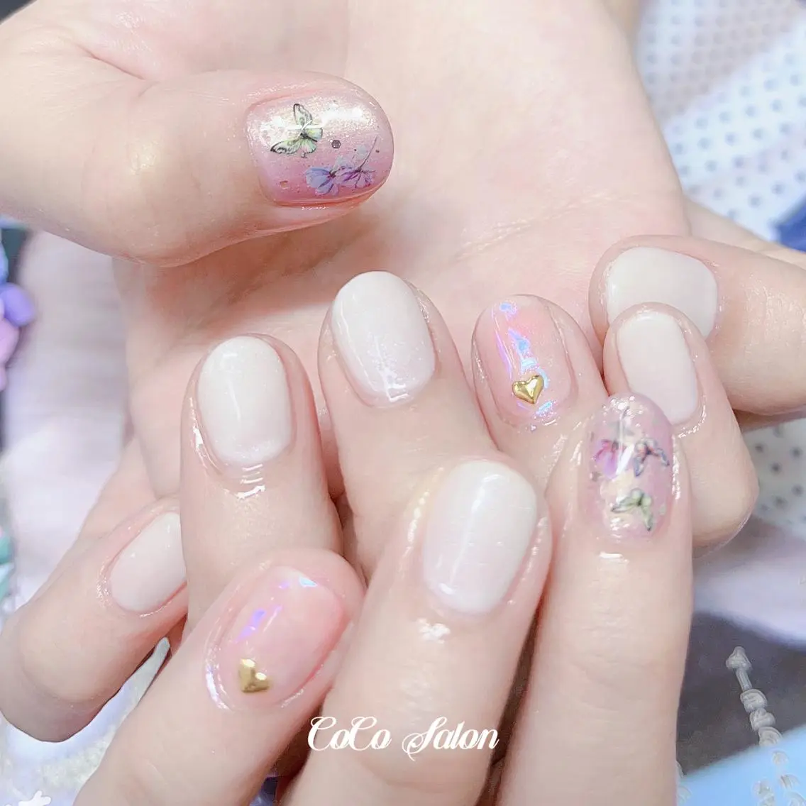 ネイル 入学式 長さ出し フラワーネイル ジェルネイル 卒業式 ハンドネイル CoCoSalon ネイル/まつ毛予約のネイルデザイン