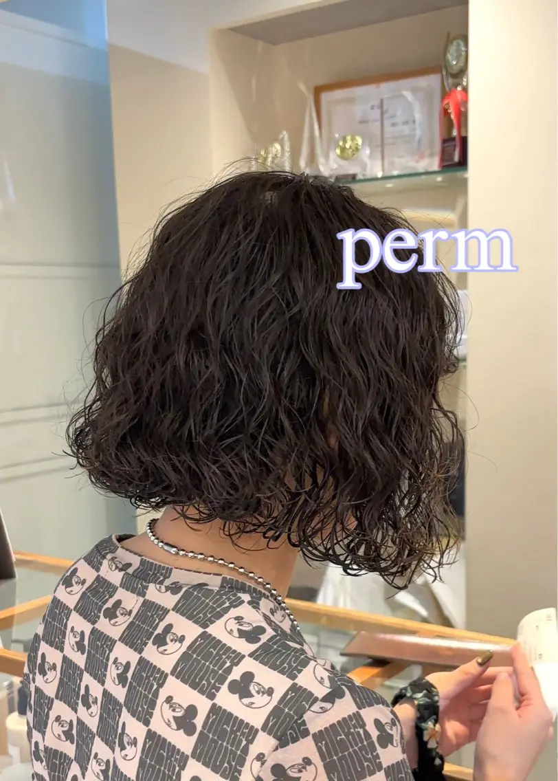 ミディアム パーマ ミディアムパーマ ボブ カット パーマ パーマ/髪質改善 【榎本千夏】のヘアスタイル