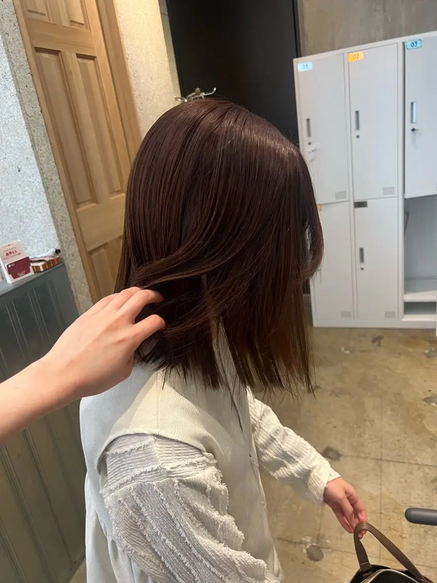 ミディアム ラベンダーブラウン カット ヘアカラー トリートメント honen RUKAのヘアスタイル