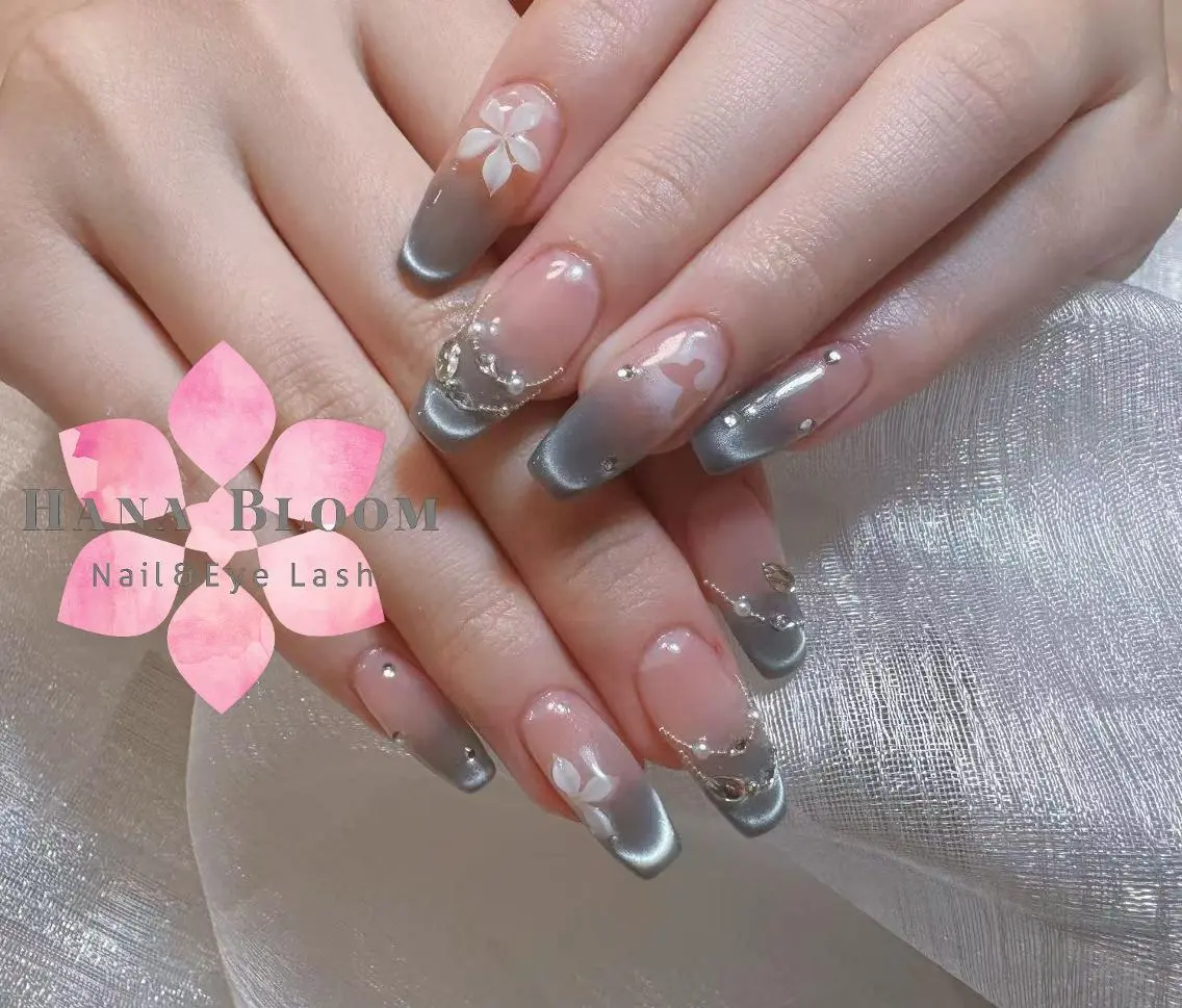 ネイル 長さ出し フットネイル 韓国ネイル マグネットネイル 持ち込み ハンドネイル ハンドケア Hana Bloom Nail Salonのネイルデザイン