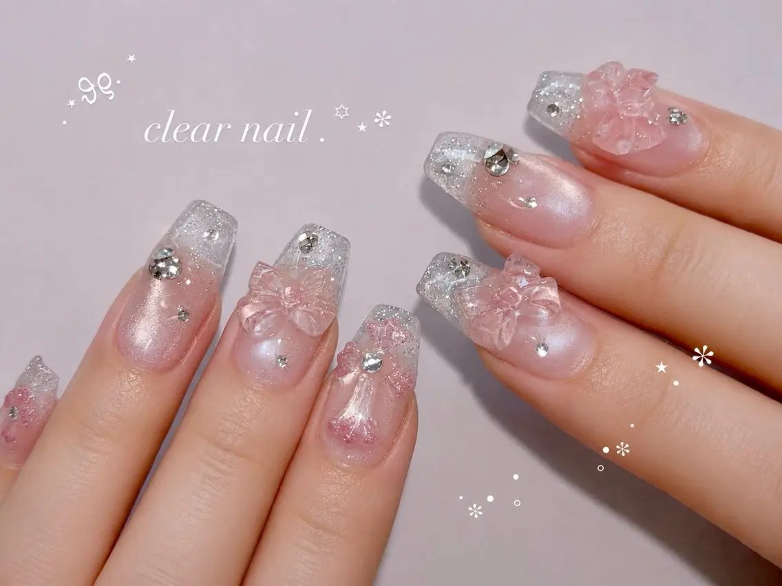 ネイル クリアネイル ピンク ハンドネイル peTiT chikaのネイルデザイン