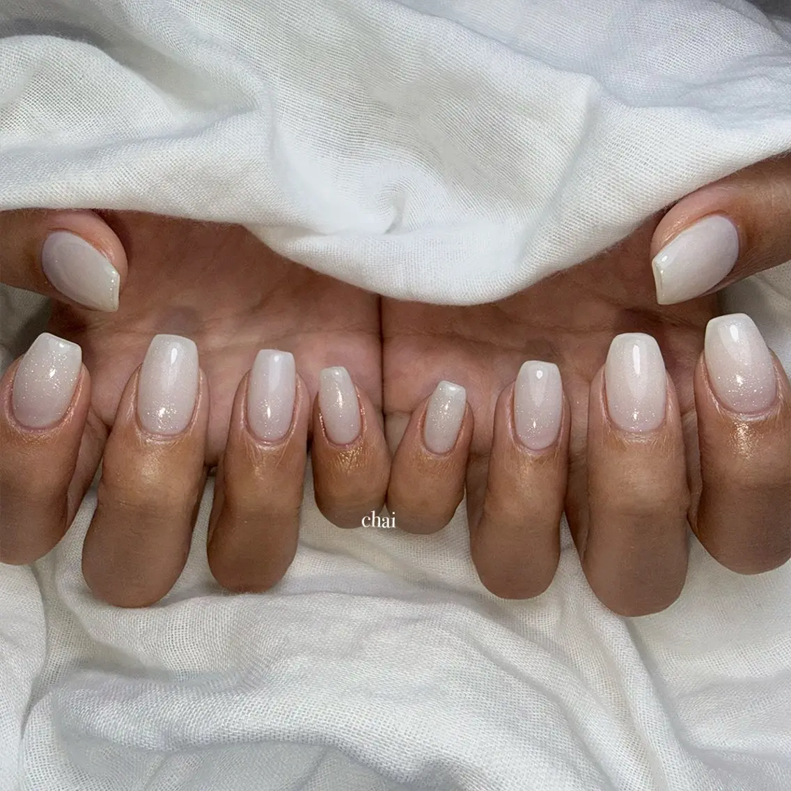 ネイル ワンカラーネイル ホワイト ハンドネイル chai nail +  eye📍鶴橋のネイルデザイン