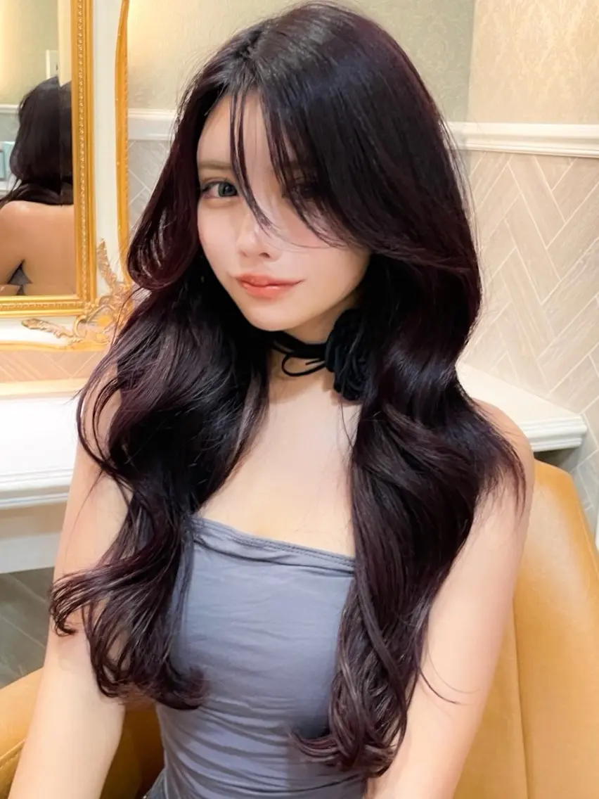 ロング 髪質改善 韓国風ヘア レイヤーカット 縮毛矯正 カット ヘアカラー 縮毛矯正 トリートメント 美髪縮毛矯正🩶 髪質改善/Shinaのヘアスタイル