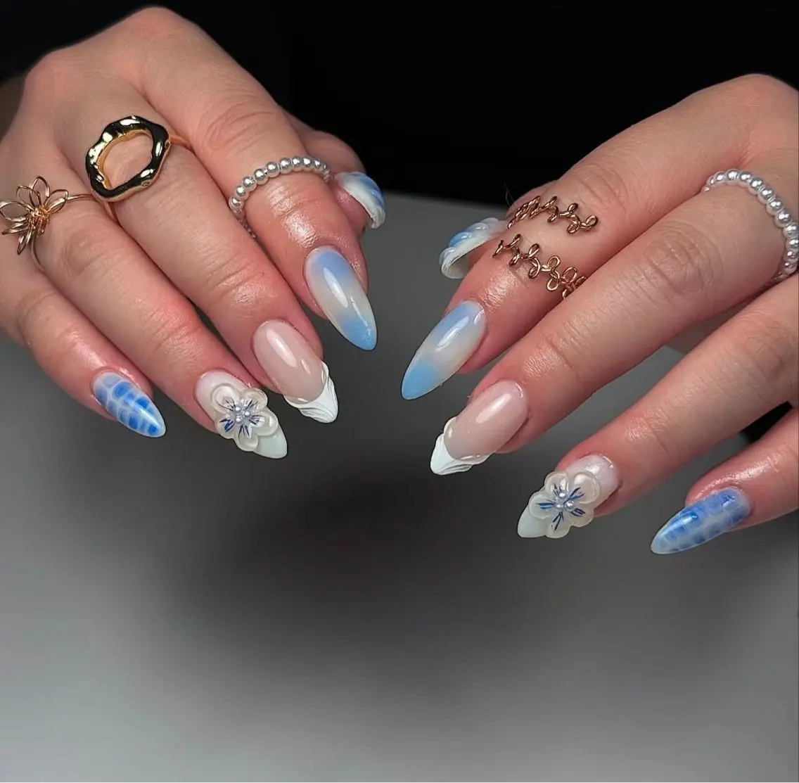 ネイル アートネイル 長さ出し ガーリー 韓国ネイル 持ち込み Rin Nail 新大久保店のネイルデザイン