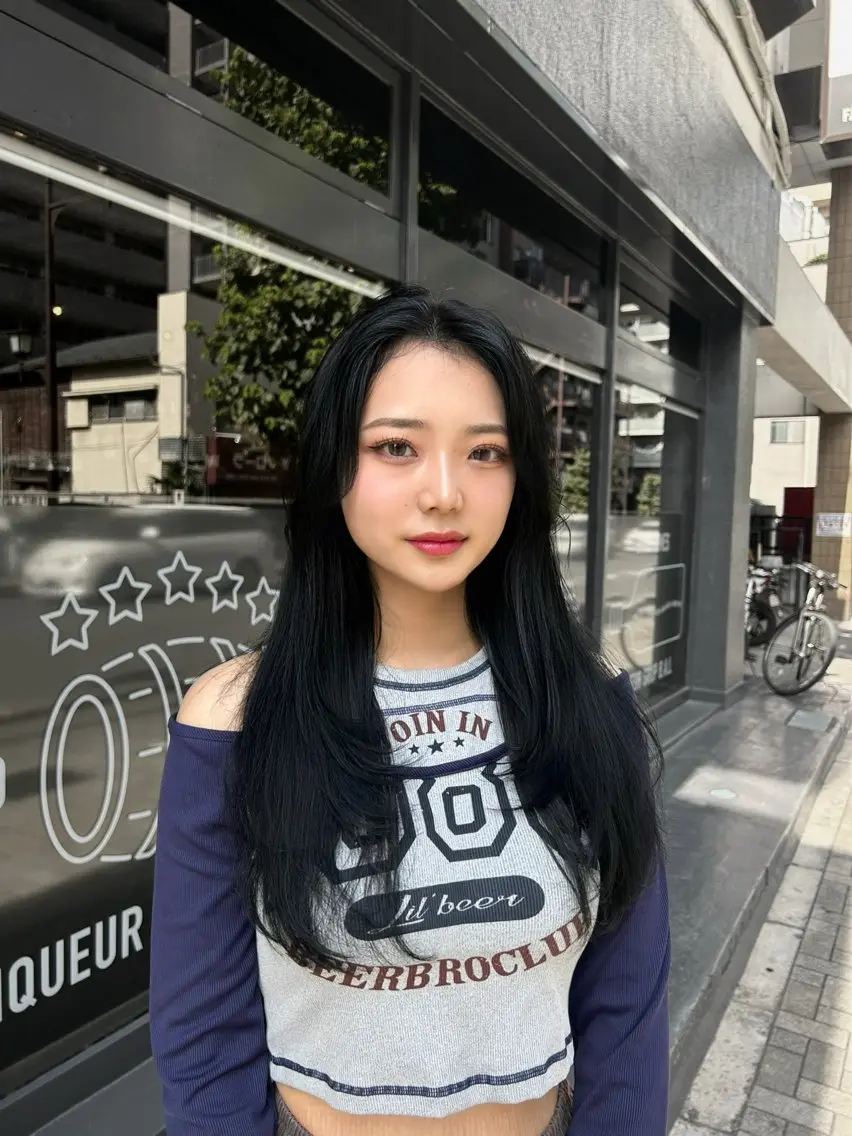 ロング 韓国風カラー 姫カット 韓国風ヘア レイヤーカット ワンホンレイヤー MEI🎀レイヤー 🎀韓国styleのヘアスタイル