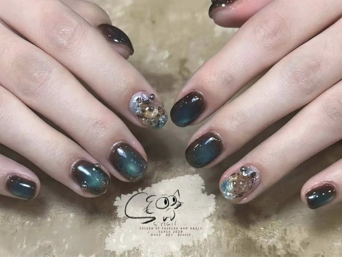 ネイル オーロラネイル 長さ出し フレンチネイル ジェルネイル ガーリー S.nail _のネイルデザイン