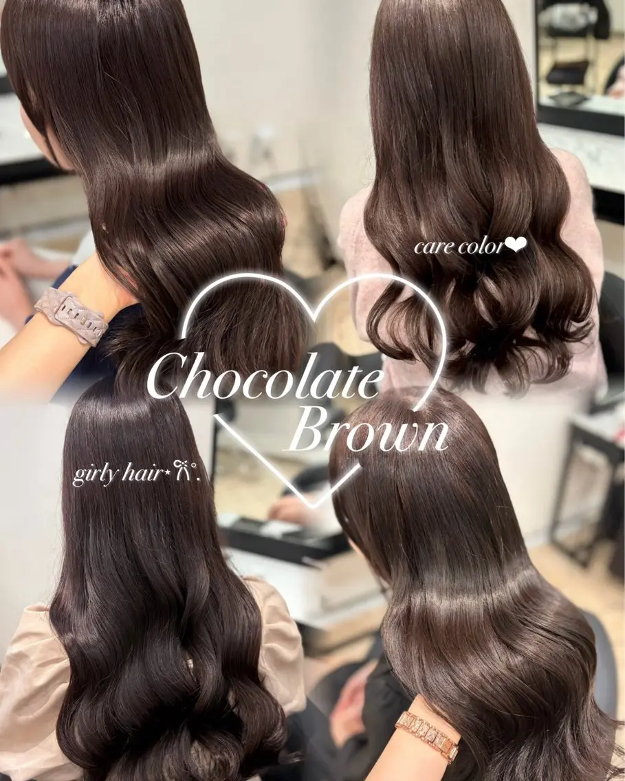 ロング カラー ブラウンカラー チョコレートブラウン カット ヘアカラー トリートメント 𝒎𝒐𝒆🩰 名駅/ヘアメ/暖色♡のヘアスタイル