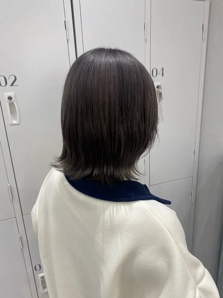 ミディアム カラー ヘアアレンジ ブリーチ グレージュ ヘアカラー ボブ /ニュアンス/ satomi🧸💖のヘアスタイル