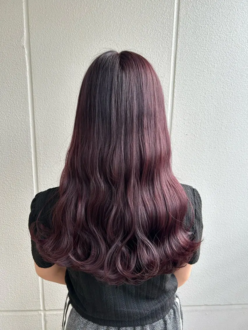 ロング カラー ヘアアレンジ カシス ラベンダーカラー ラベンダーピンク ピンクカラー 《暖色/韓国hair 》🇰🇷桑原ユキネのヘアスタイル