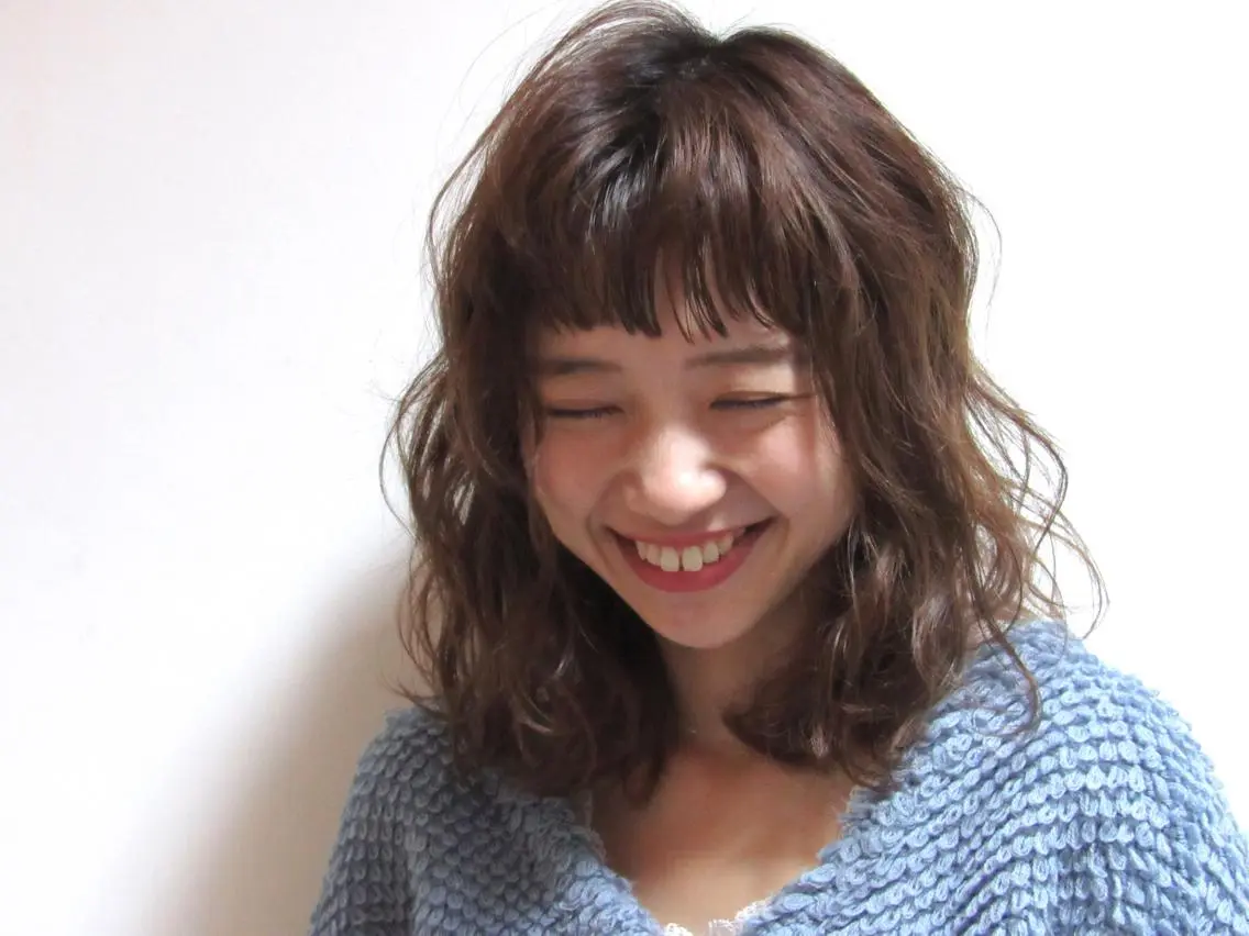 ミディアム カラー パーマ ヘアカラー トリートメント 韓国hair ·͜· watanabeのヘアスタイル