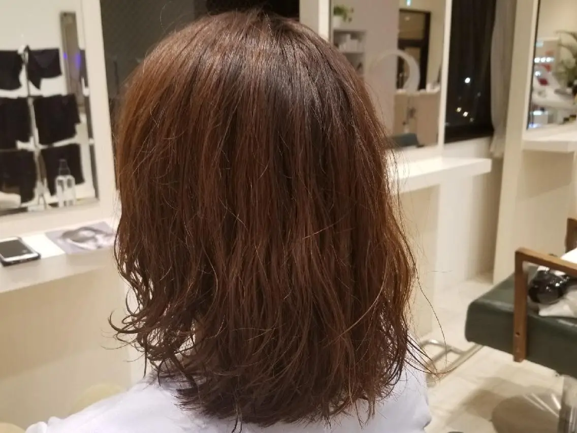 ミディアム パーマ ミディアムパーマ くせ毛 クラッチムク博多小川 旭のヘアスタイル