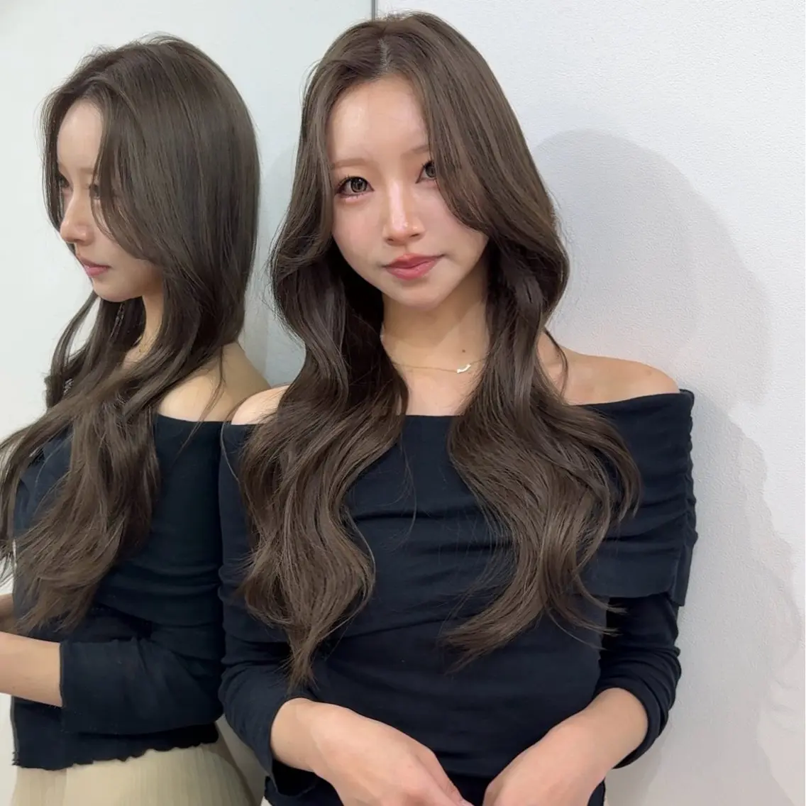 ロング くびれヘア ヨシンモリ 韓国風ヘア レイヤーカット ロング カット ヘアカラー トリートメント 🤍髪質改善 🤍透明感カラー🤍のヘアスタイル