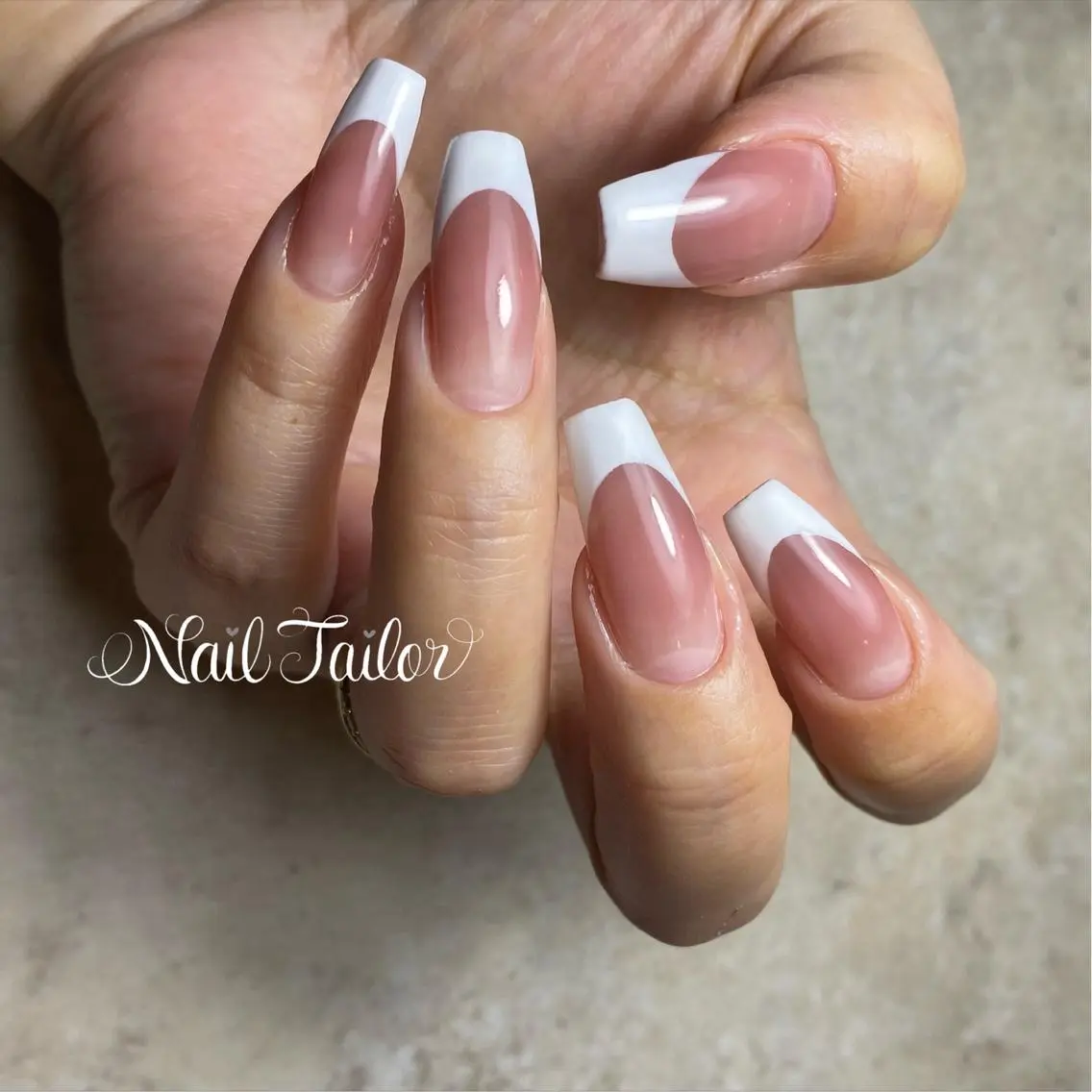 ネイル フレンチネイル ピンク ハンドネイル NailTailor ネイルテイラーのネイルデザイン