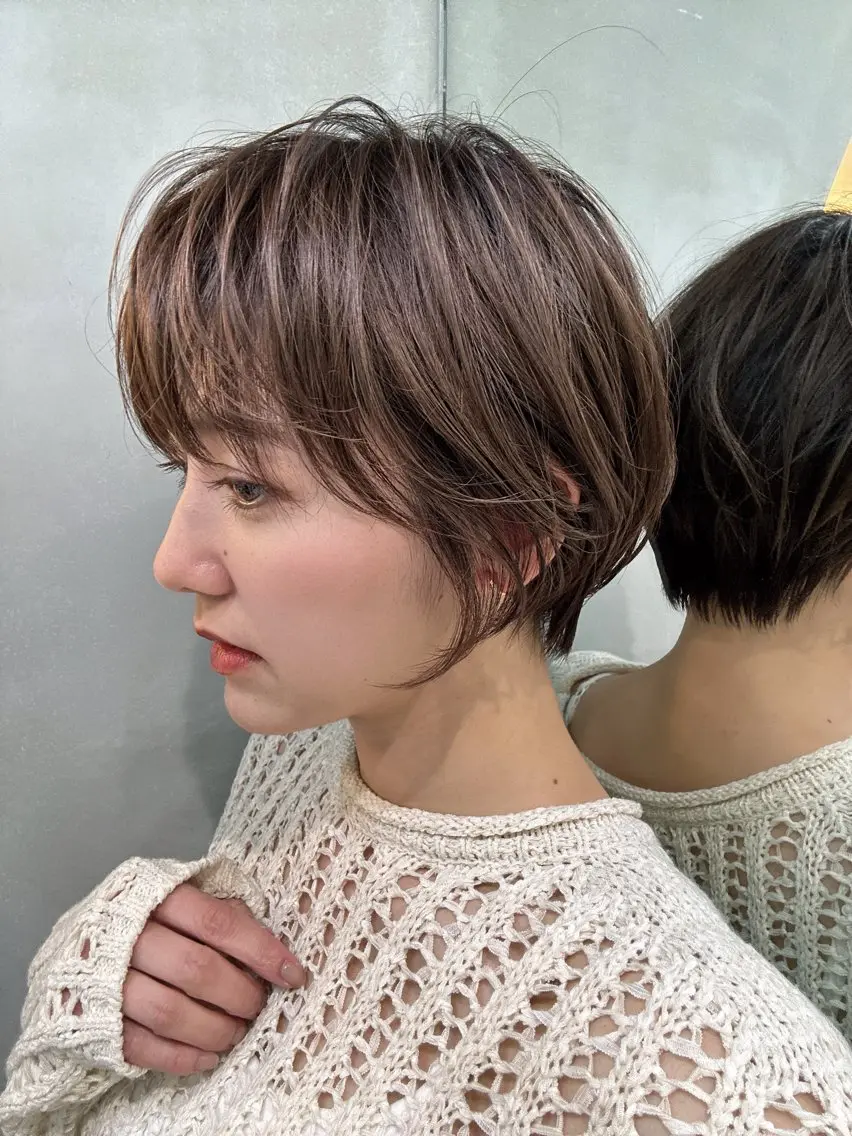 ショート ボブ 顔周りカット 髪質改善 ショートヘア 縮毛矯正 カット ヘアカラー トリートメント ヘッドスパ 縮毛矯正/レイヤー taiga🐯のヘアスタイル