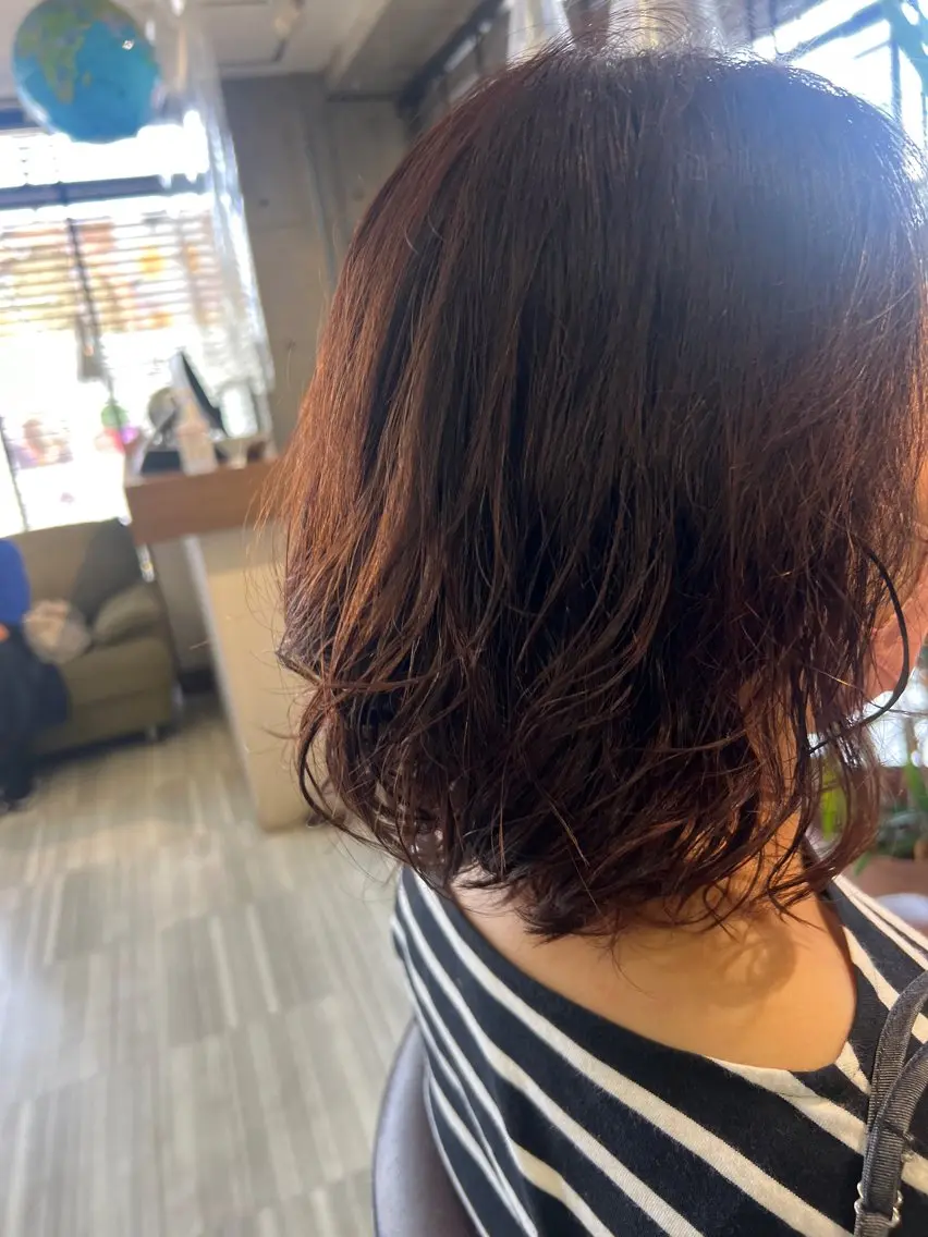 ミディアム 【南草津】髪質改善 ヘナカラー＆縮毛矯正のヘアスタイル