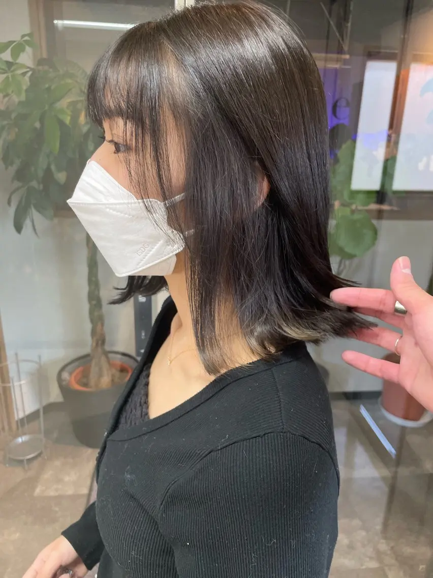 ミディアム カラー イヤリングカラー 髪質改善/ブリーチ 田代 龍我のヘアスタイル