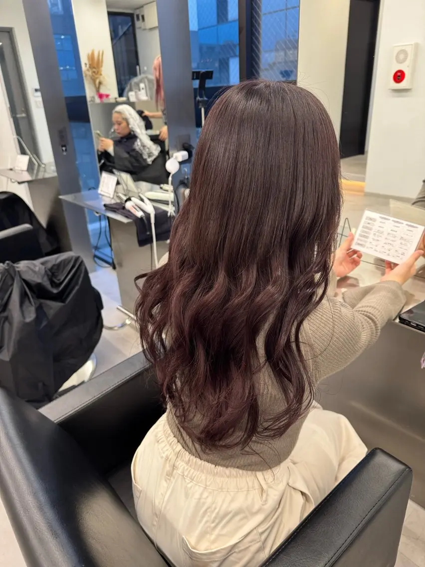 ロング カラー ブリーチ カシス ダブルカラー ブリーチなしカラー ボブ ヘアカラー エクステ ベージュ/エクステ /職人/KENTAのヘアスタイル