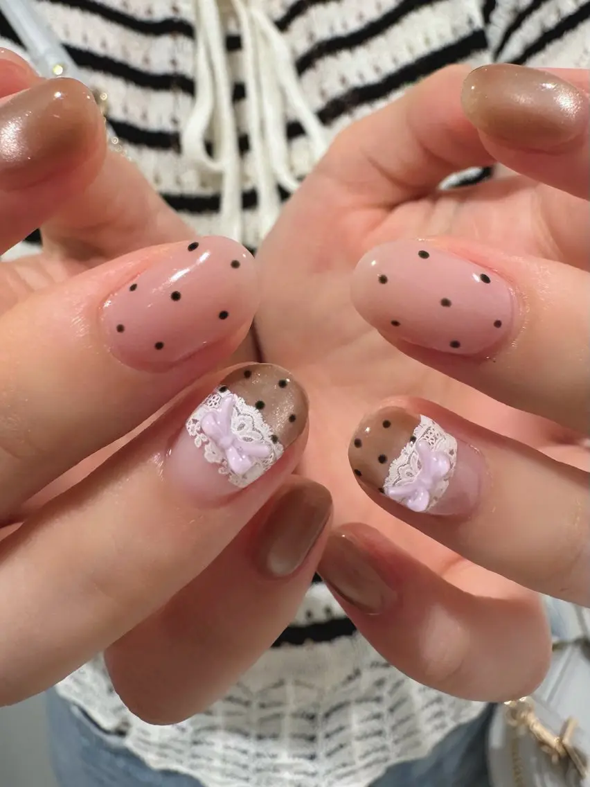 ネイル ドット ジェルネイル ガーリー レース パラジェル ハンドネイル Lutoa. ♡misaのネイルデザイン