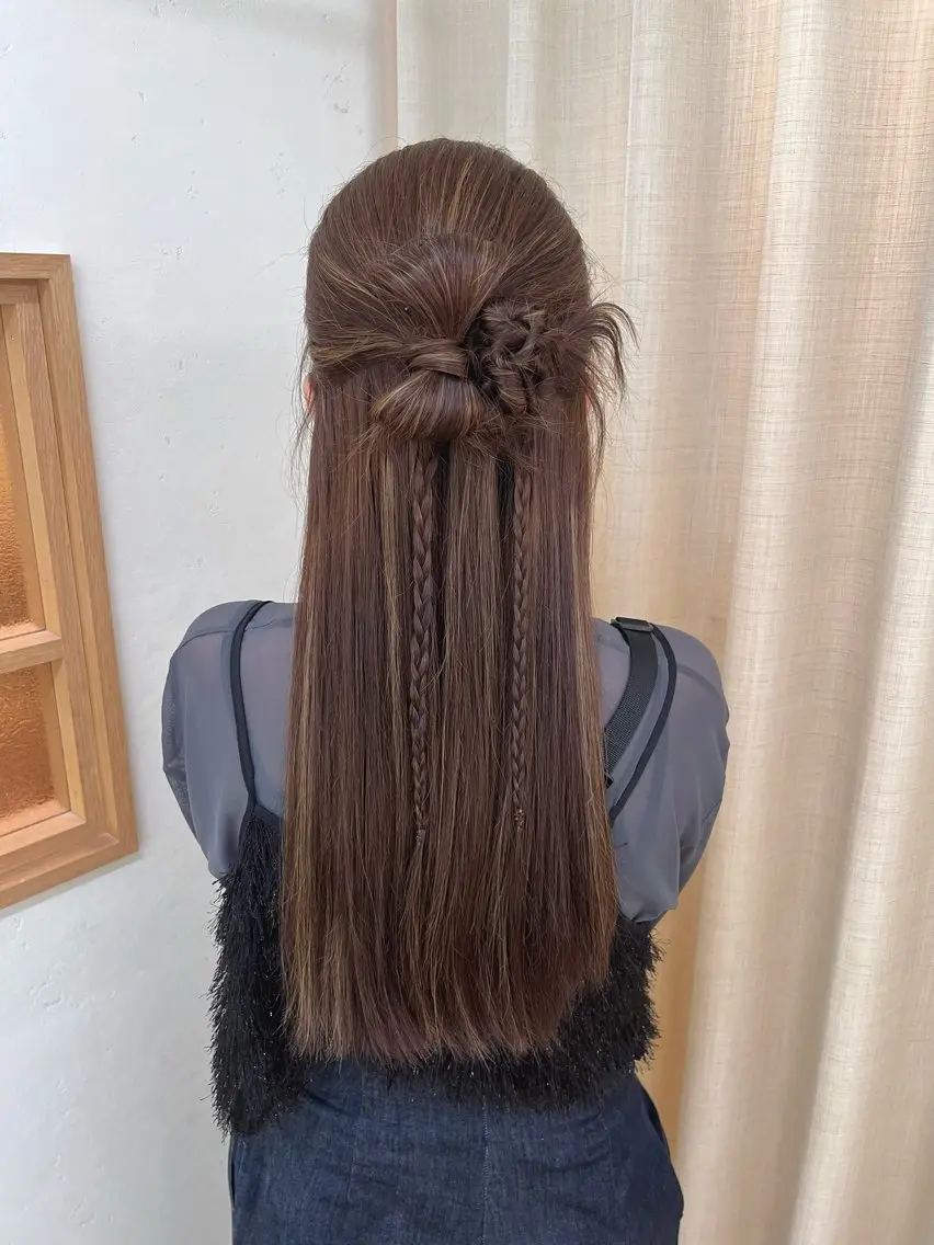 ロング ヘアアレンジ ハーフアップ 参列♡デートゆるふわ ヘアメイク🎀みゆうのヘアスタイル
