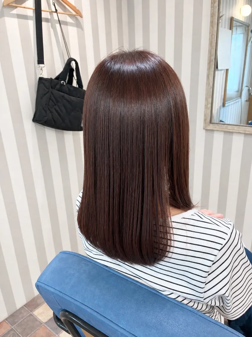 ミディアム カット ヘアカラー トリートメント abe mikaのヘアスタイル