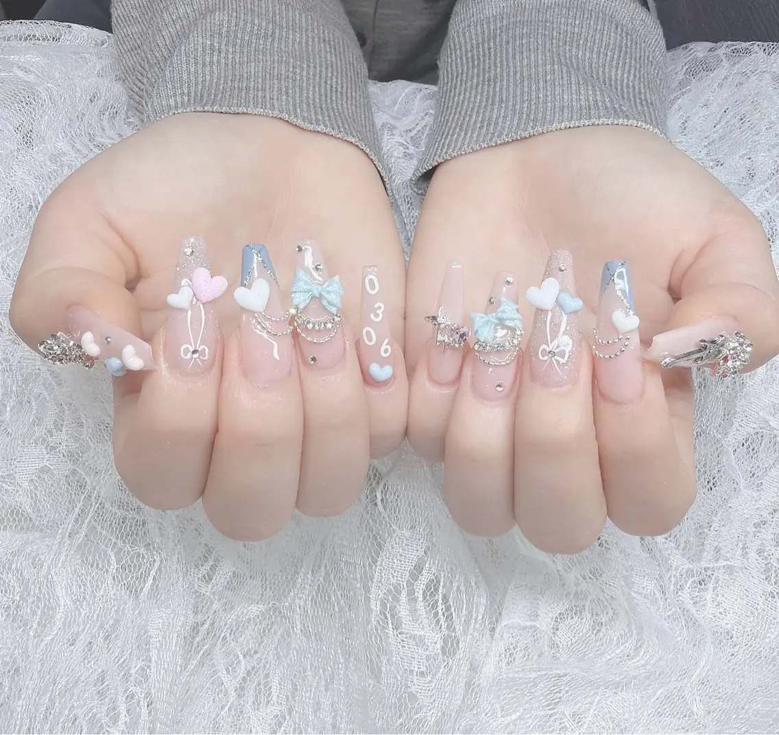 ネイル アートネイル ジェルネイル 韓国ネイル リボン ワンホンネイル ハンドネイル Lana Nailのネイルデザイン