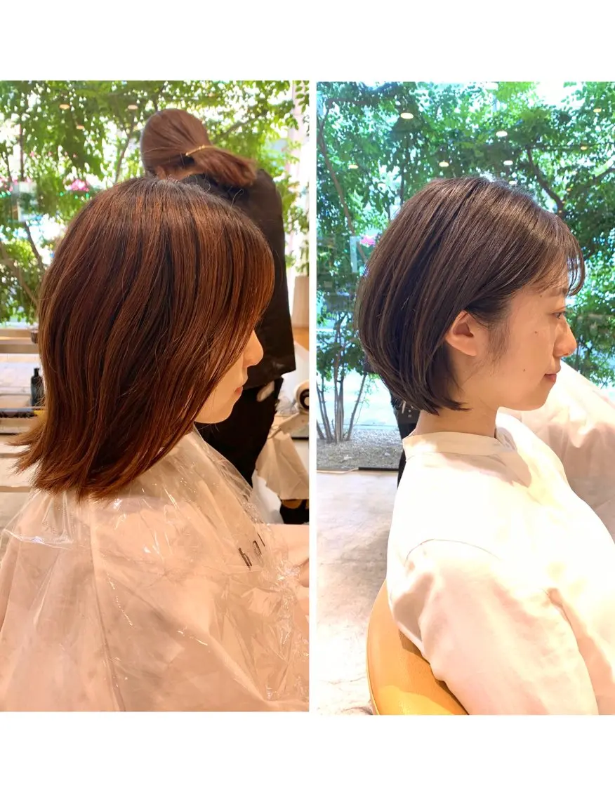 ショート カラー ボブ 韓国風ヘア 外ハネヘア 中尾 文哉のヘアスタイル