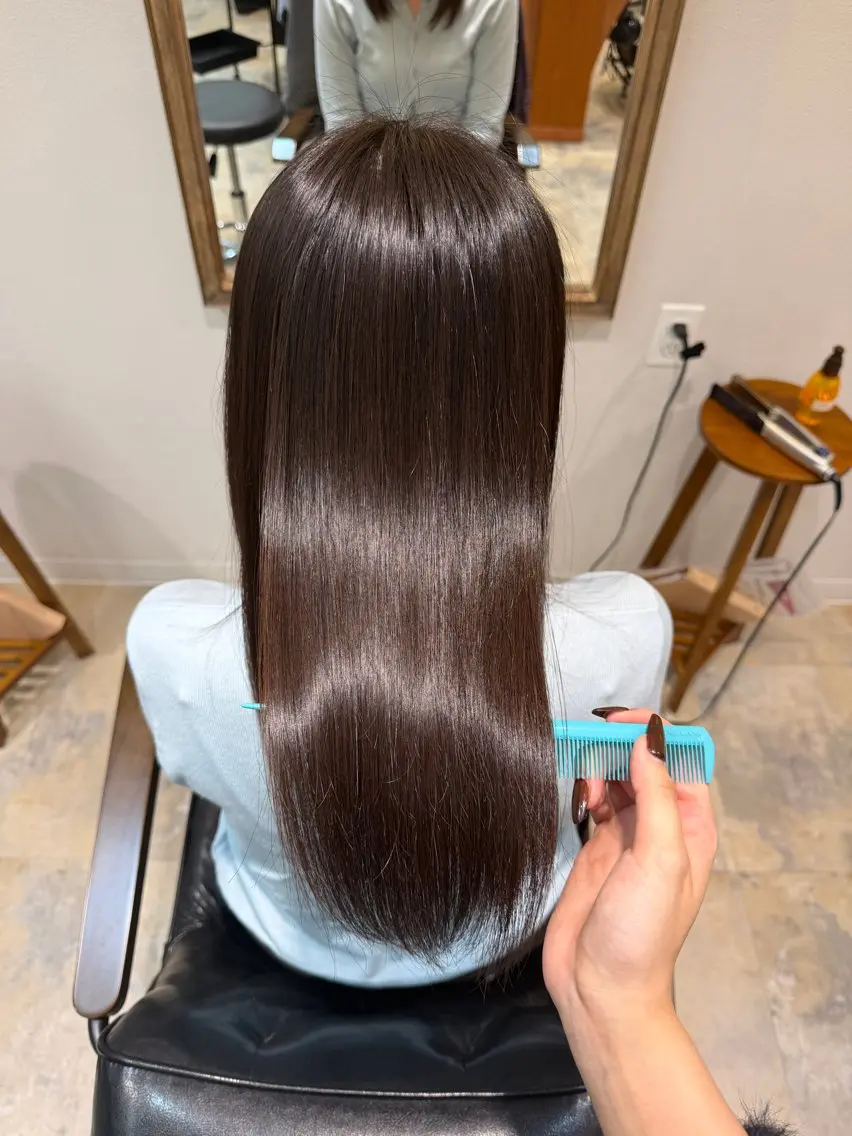 ロング カット 縮毛矯正 トリートメント 🎀ブリーチなしカラ ー🎀Mizukiのヘアスタイル