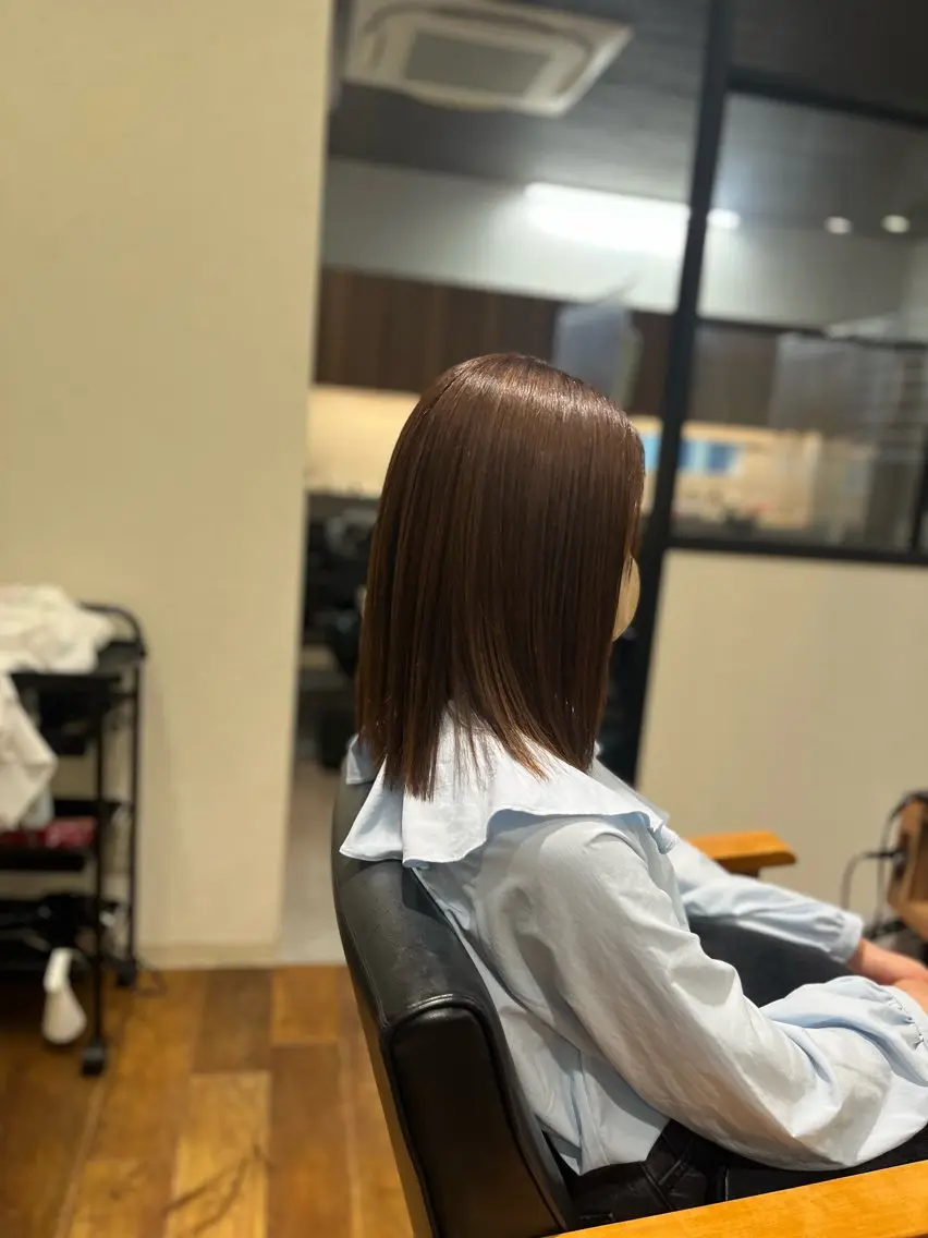 ミディアム 酸性ストレート カット 縮毛矯正 トリートメント 佐藤 剛のヘアスタイル
