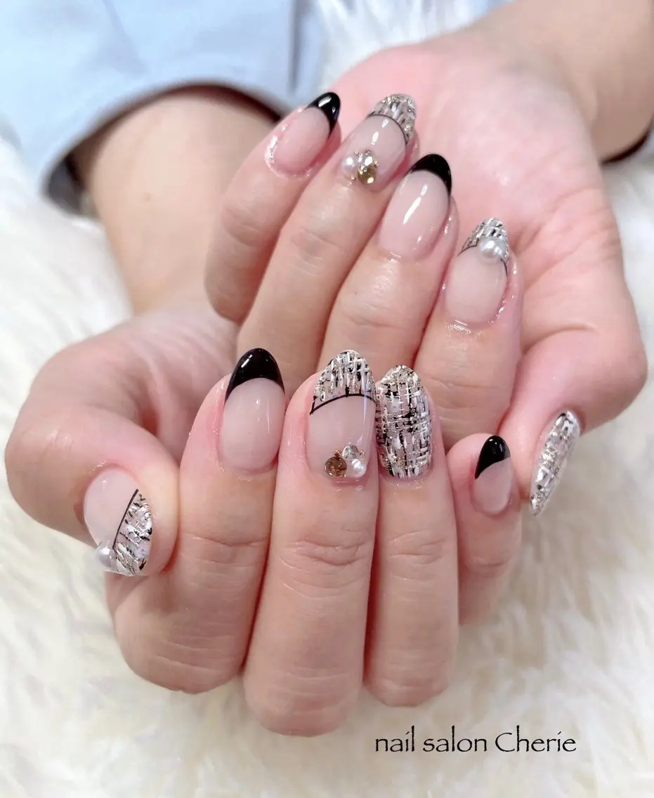 ネイル ツイードネイル ハンドネイル nail salon Cherieのネイルデザイン