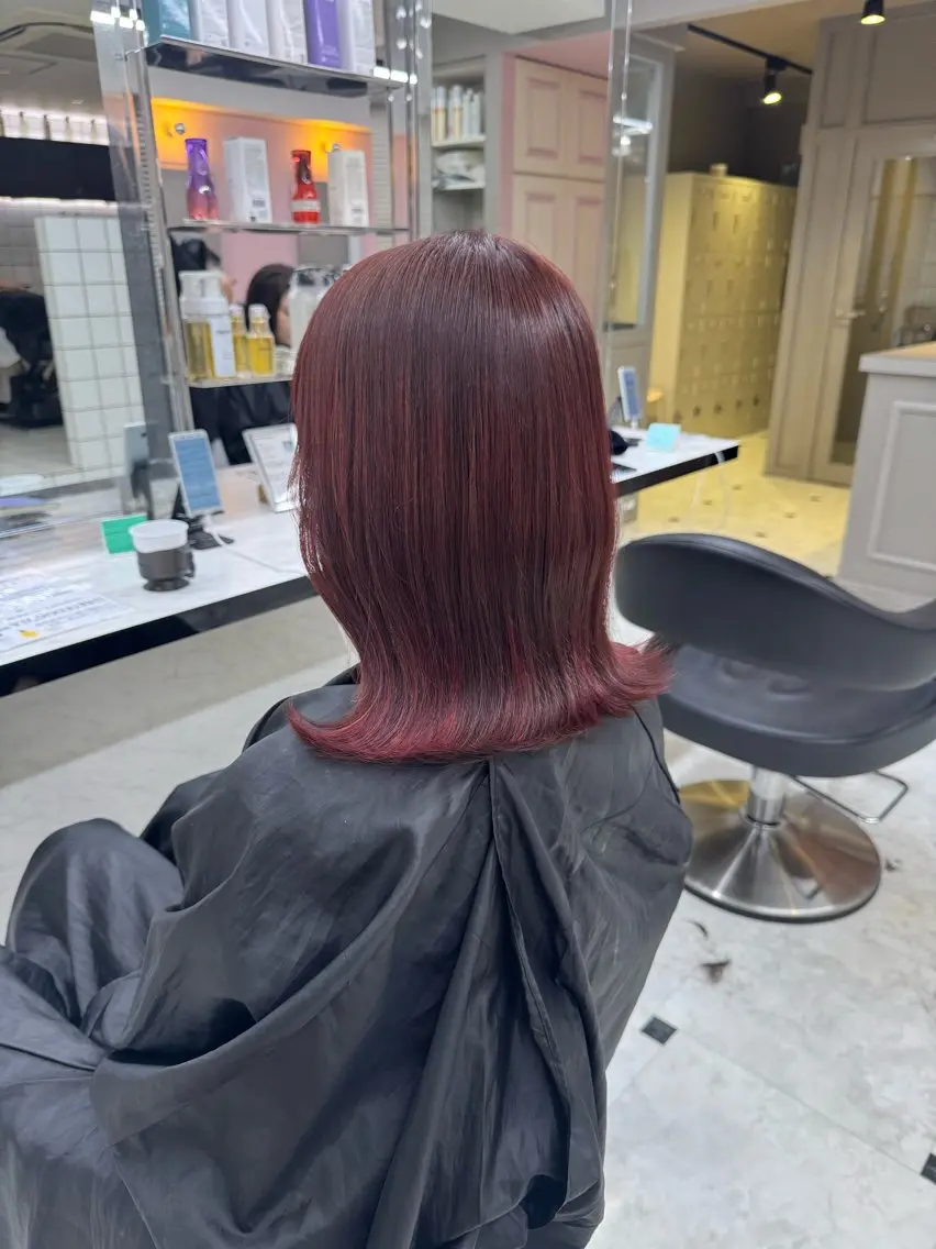 ミディアム ヘアカラー トリートメント ヘッドスパ ヘアセット ♥️韓国風透明感 暖色misa♥️のヘアスタイル