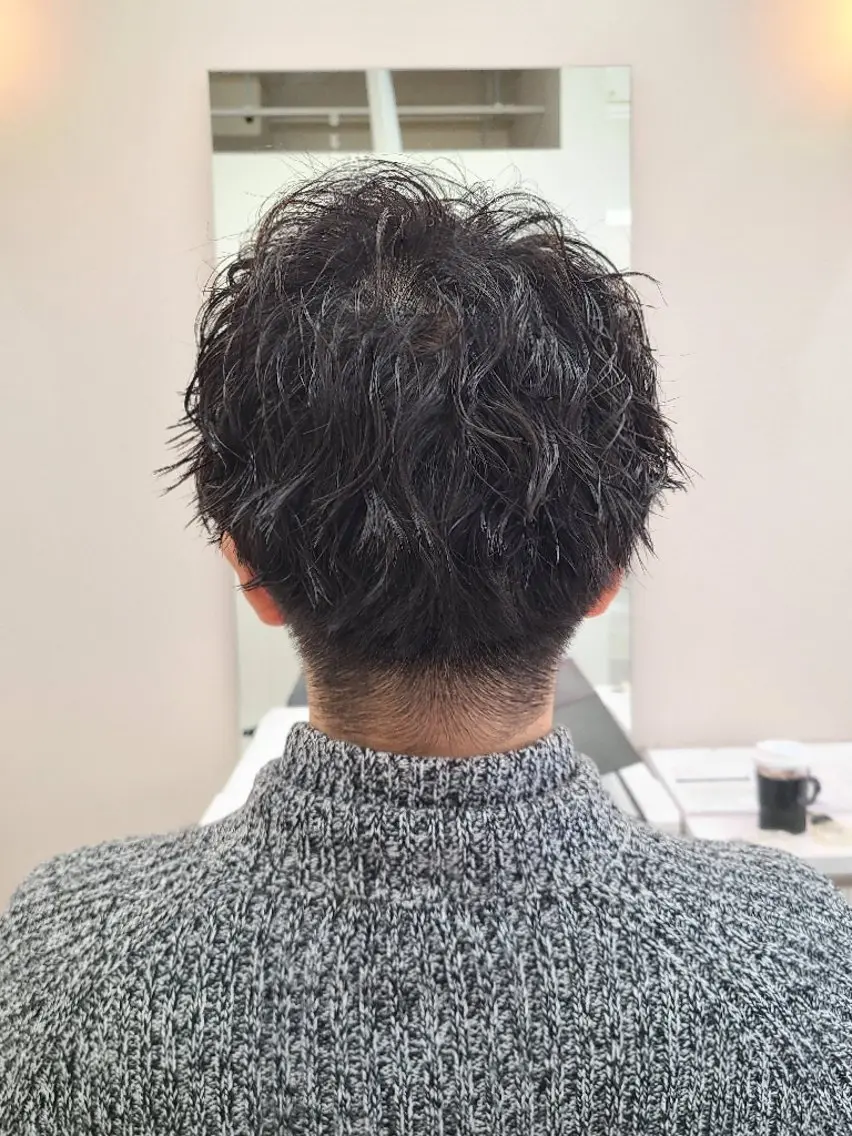ショート パーマ メンズ メンズパーマ カット パーマ 桐島 令奈のヘアスタイル