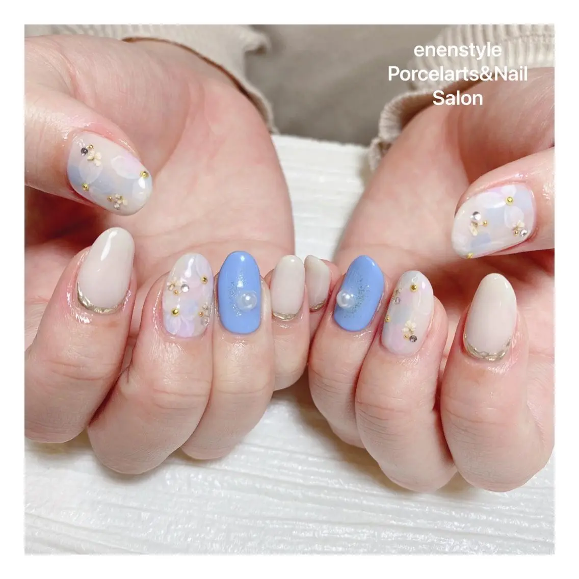 ミディアム ネイル ハンドネイル 🐾enen style 🐾のネイルデザイン