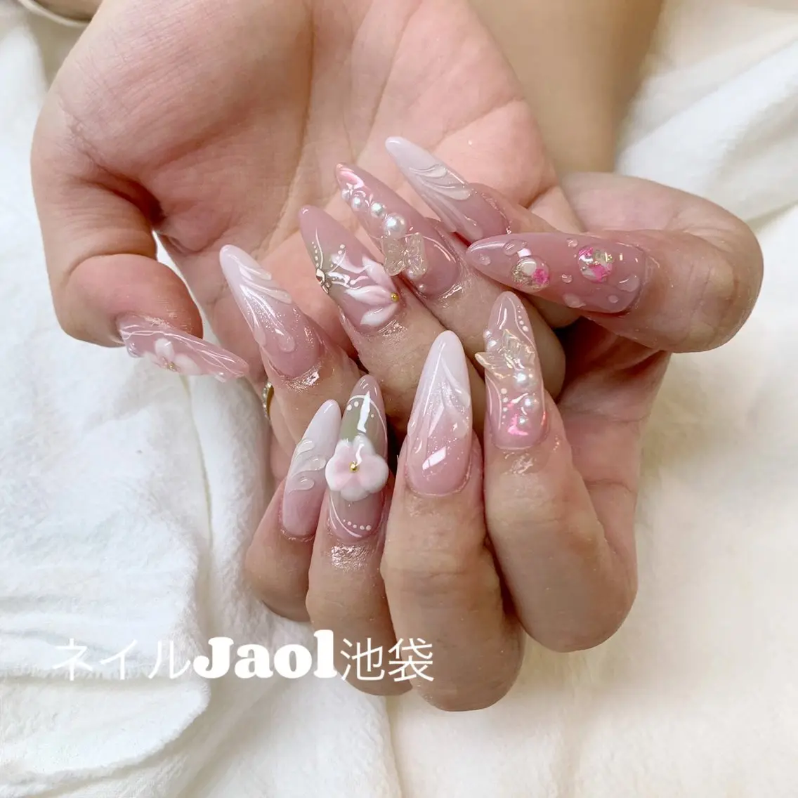 ロング 韓国風ヘア ネイルJaol 池袋のネイルデザイン