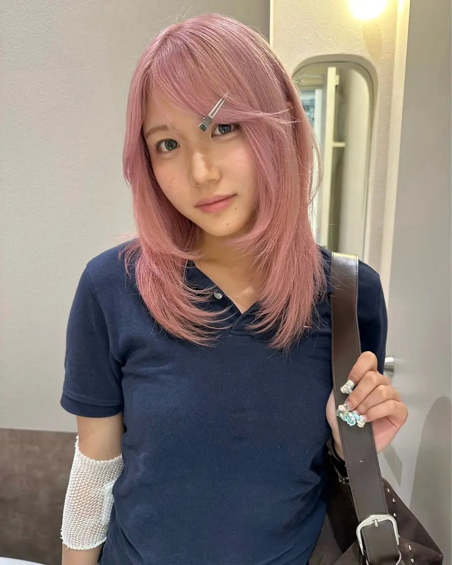 ロング カラー ヘアカラー トリートメント ピンクカラー美容師 新宿美容室🎀のヘアスタイル