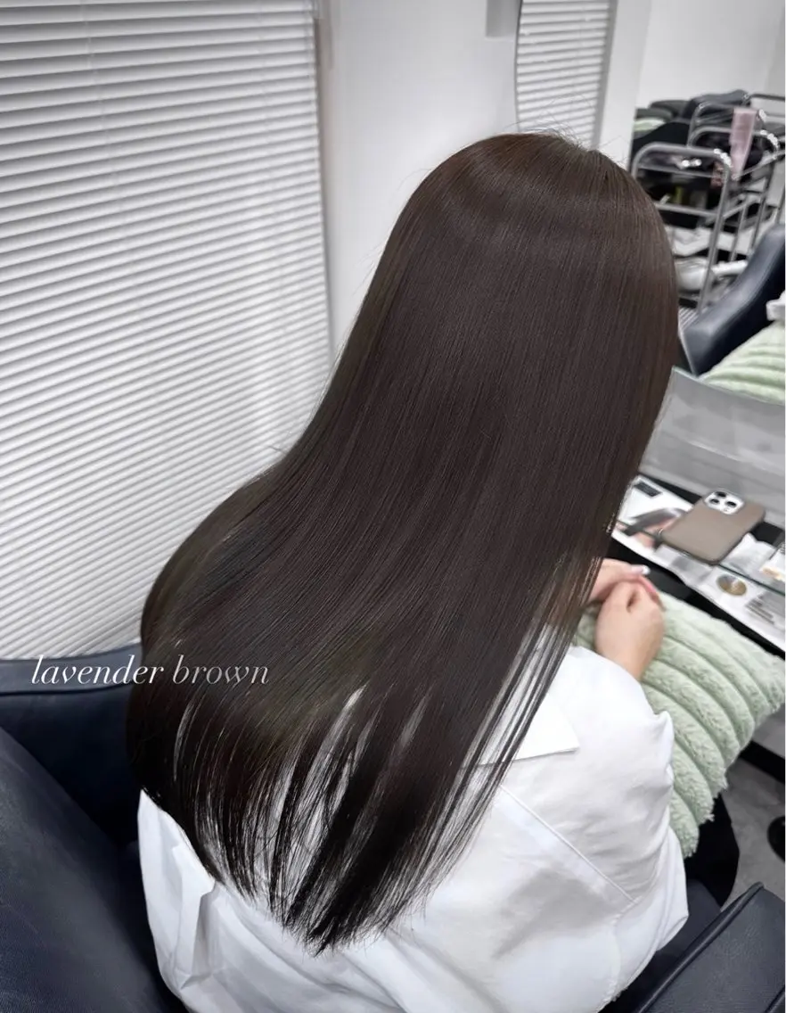 セミロング カラー ブリーチ ブラウンカラー ラベンダーカラー ラベンダーブラウン ブリーチなしカラー ヘアカラー 透明感カラー/ メンズパーマ/竜希のヘアスタイル