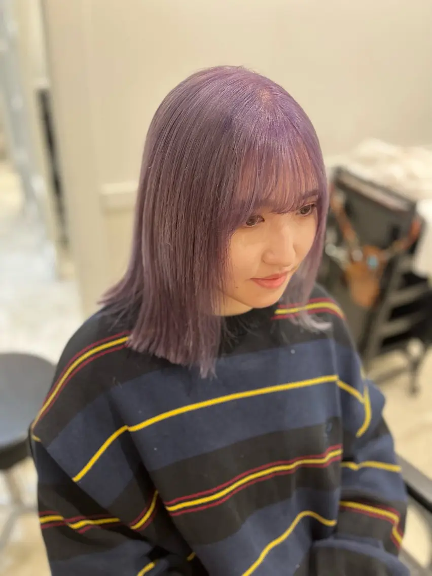 セミロング カラー ブリーチ 透明感カラー ダブルカラー 髪質改善 縮毛矯正 【ただの天才 🎨】のヘアスタイル