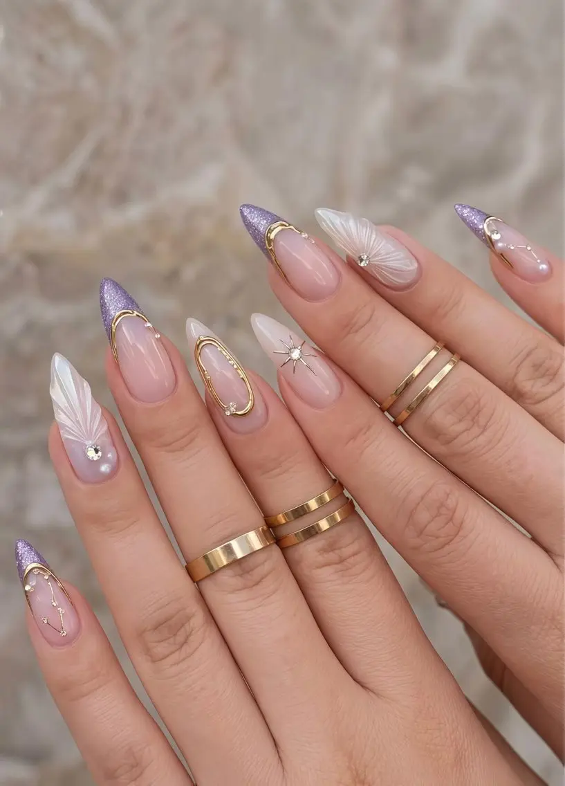 ネイル フレンチネイル ガーリー ガラスフレンチ 氷ネイル・うるうるネイル キラキラネイル ハンドネイル JOSIE nail studioのネイルデザイン