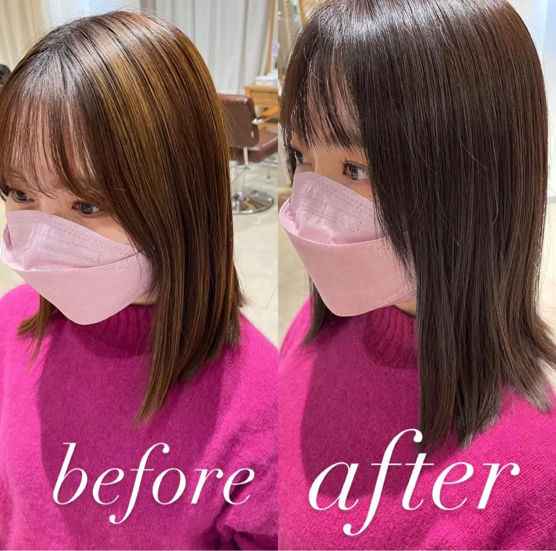 ミディアム カラー ブリーチ デザインカラー グレージュ ハイライトカラー ハイライト ヘアカラー トリートメント 過去一の柔髪ヘア 🌿einshairのヘアスタイル