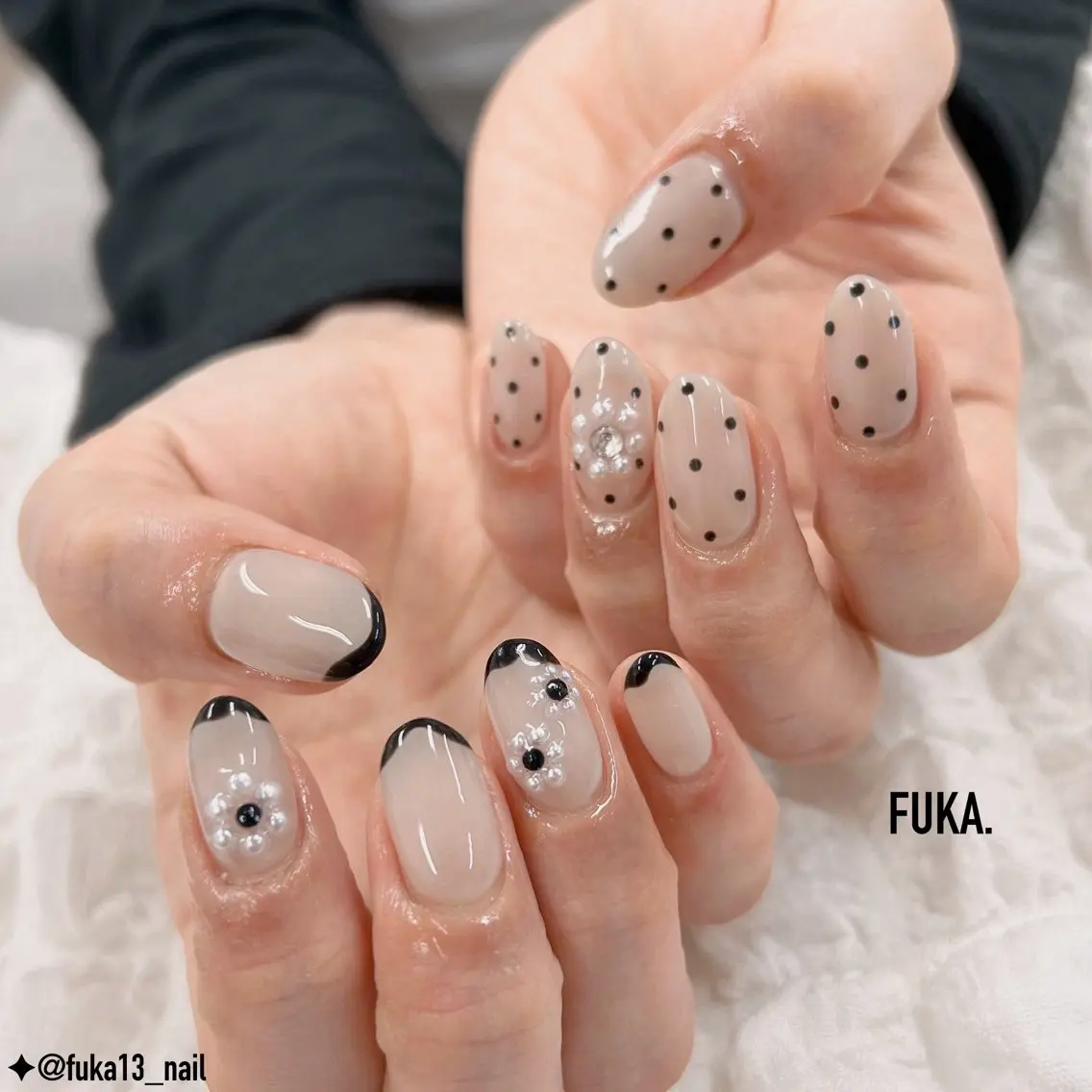 ネイル ドット フレンチネイル ガーリー 韓国ネイル 持ち込み ハンドネイル Nail♡Fuka. /6月予約受付中のネイルデザイン