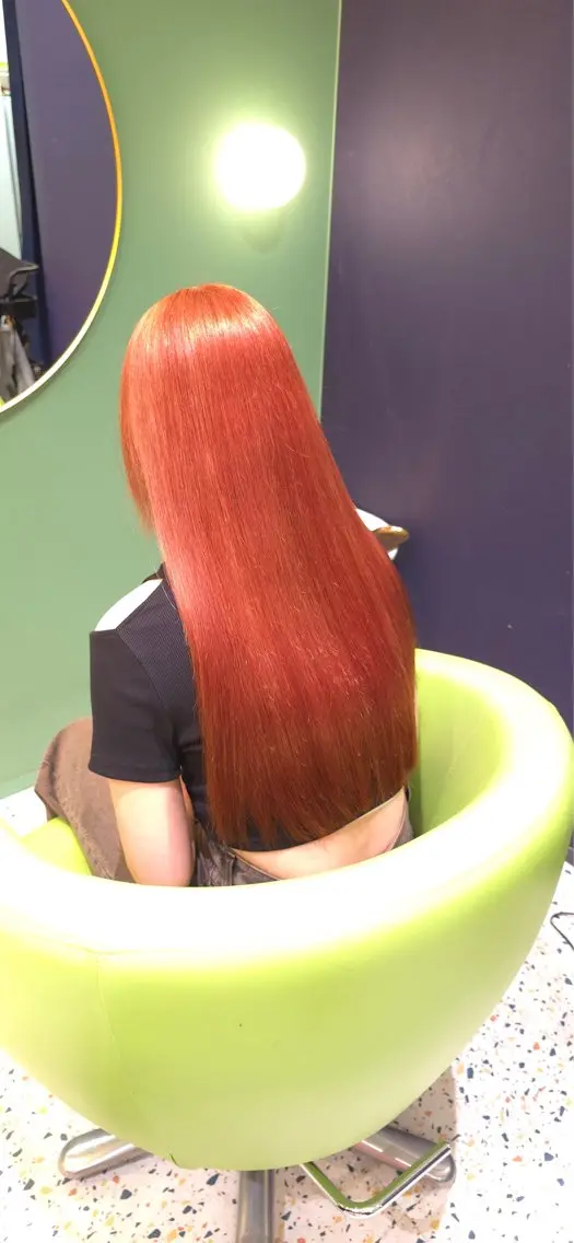ロング カラー ブラウンカラー オレンジ オレンジブラウン カット ヘアカラー 高品質シールエクステ /艶髪/HIROのヘアスタイル