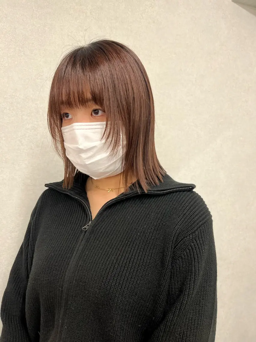 ミディアム パーマ ボブレイヤー ボブ 顔まわりレイヤー レイヤーカット ストレートパーマ anon Loemのヘアスタイル