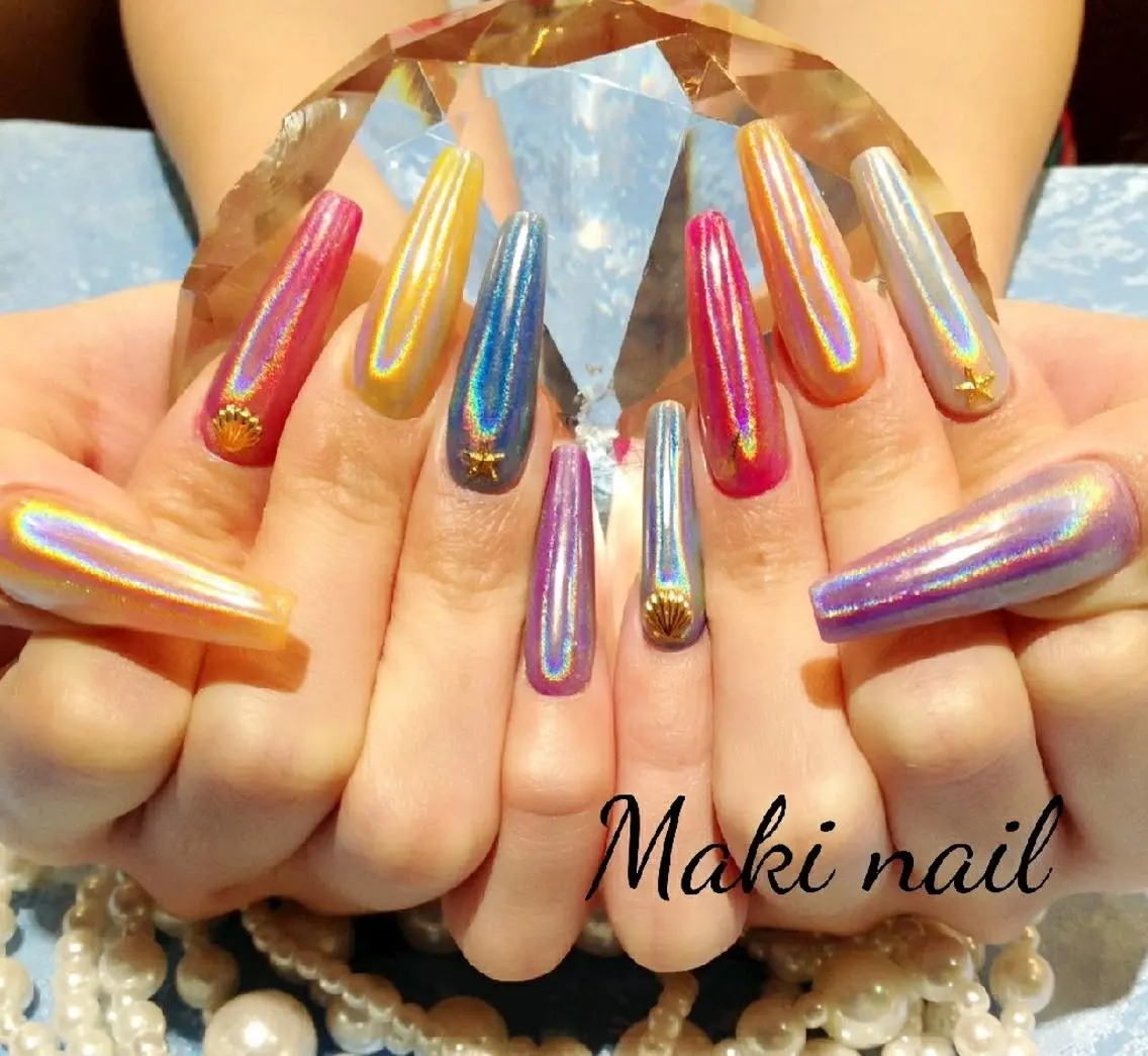 ネイル ロング スカルプネイル ･:*+.✳︎˚✧₊ MAKI NAILのネイルデザイン