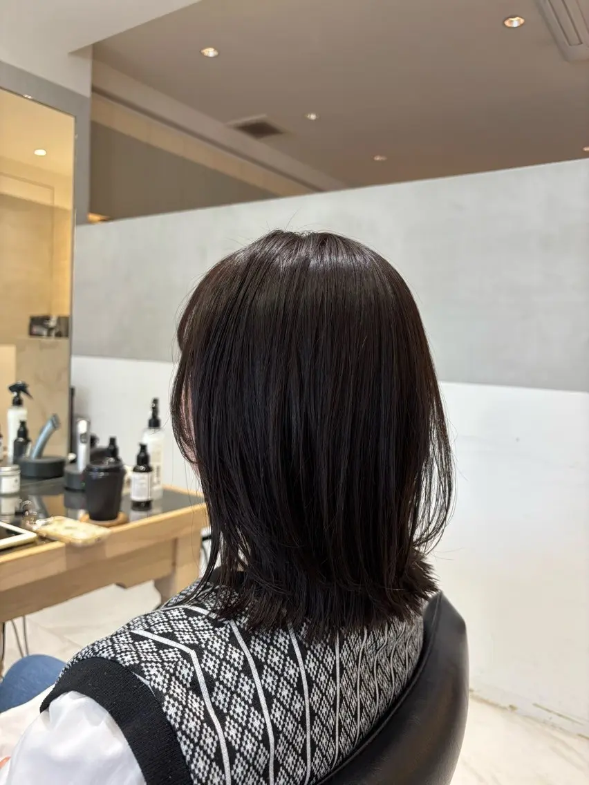 ミディアム カラー ヘアアレンジ ヘアカラー 似合わせカットカラー 💎モエのヘアスタイル