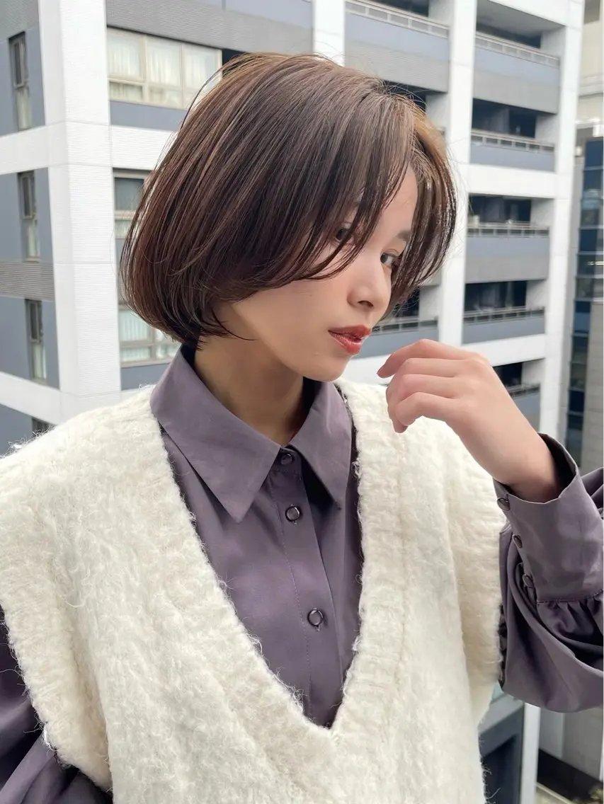 ミディアム イエローカラー 韓国風ヘア レイヤーカット シースルーバング 小顔カット カット 縮毛矯正 ショート・ボブ特化 mahoのその他イメージ