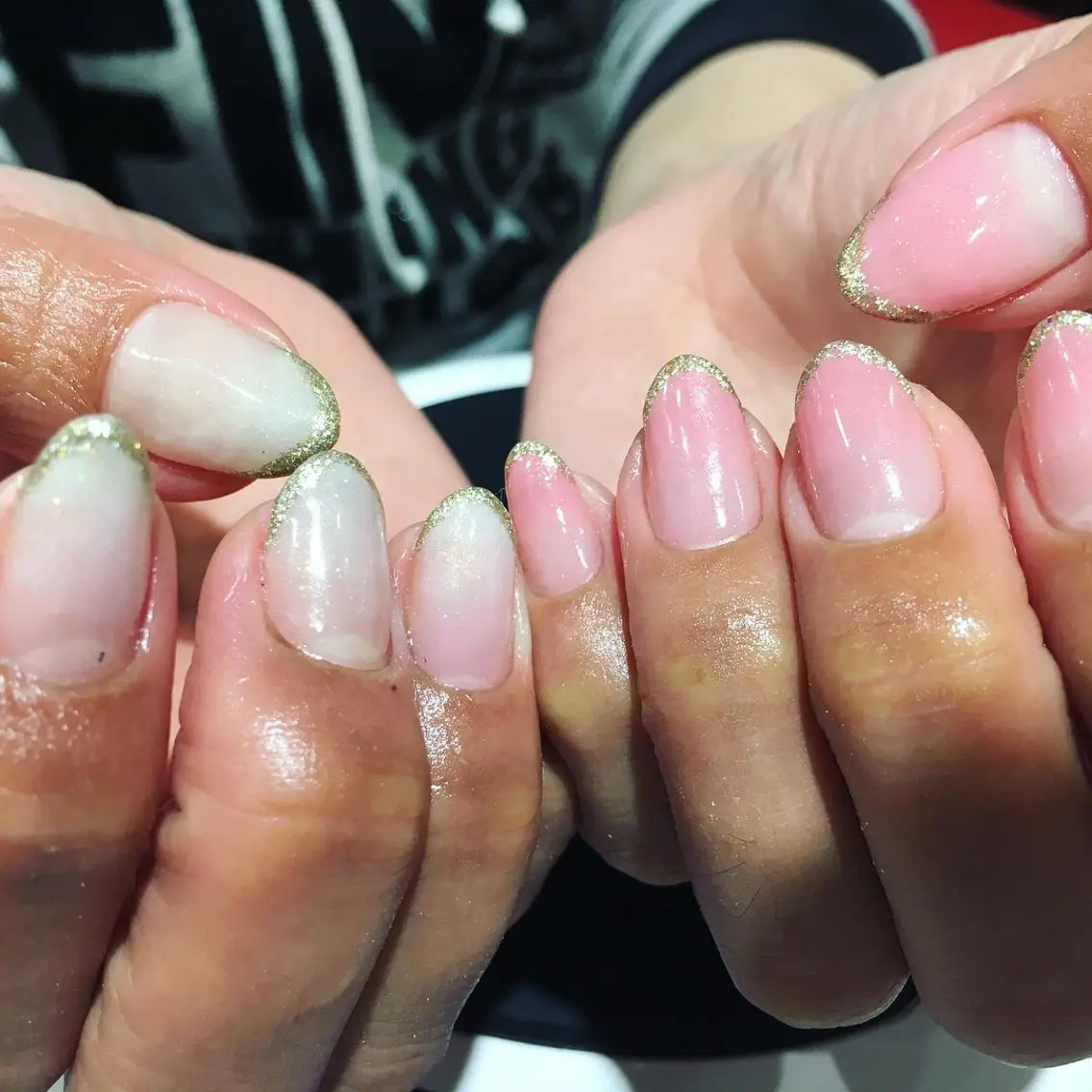 ネイル フレンチネイル グラデーション ラメ(グリッター) ラメグラデーション ピンク miwa ミワのネイルデザイン