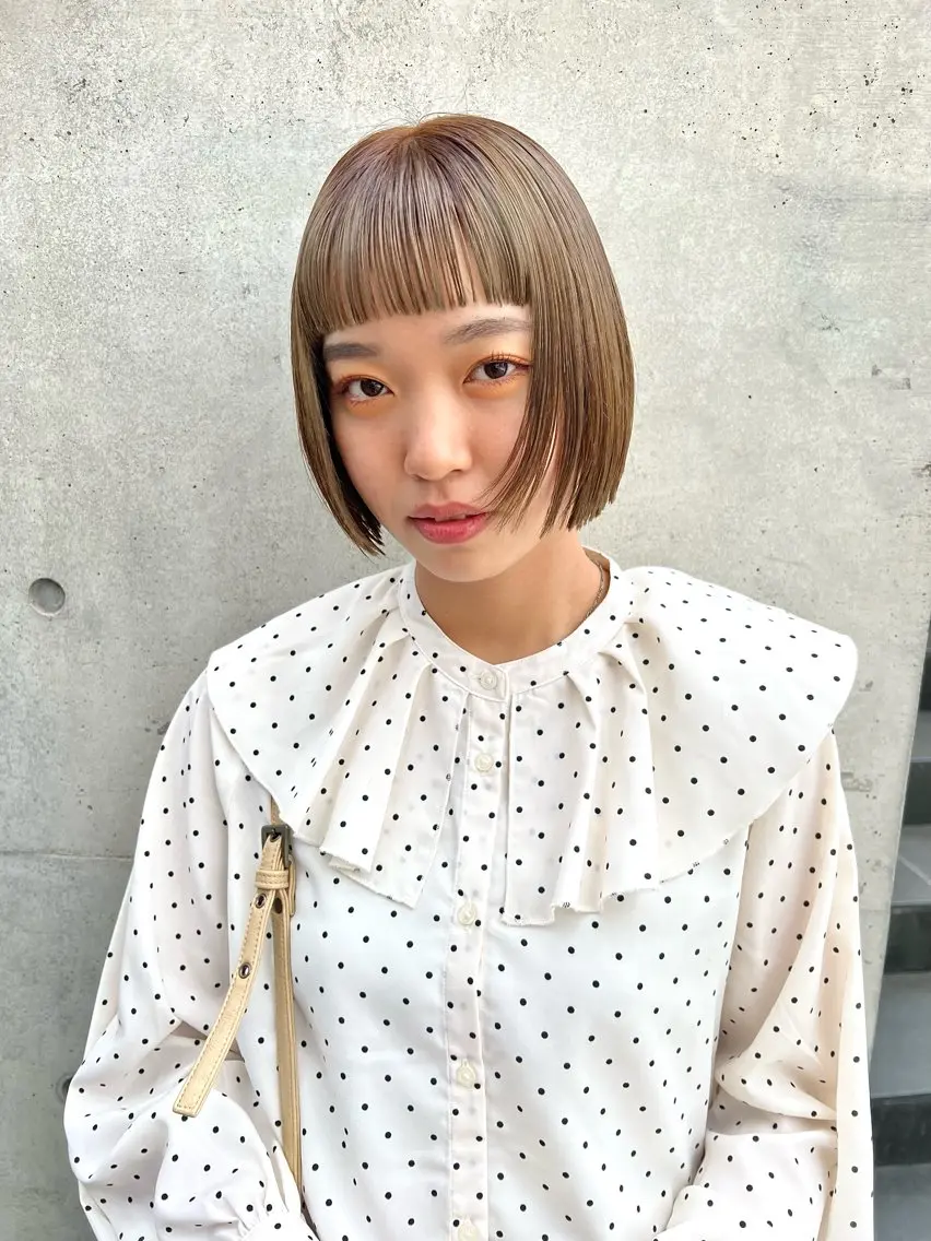 ミディアム カラー カット ヘアカラー トリートメント 宮川 日菜子のヘアスタイル