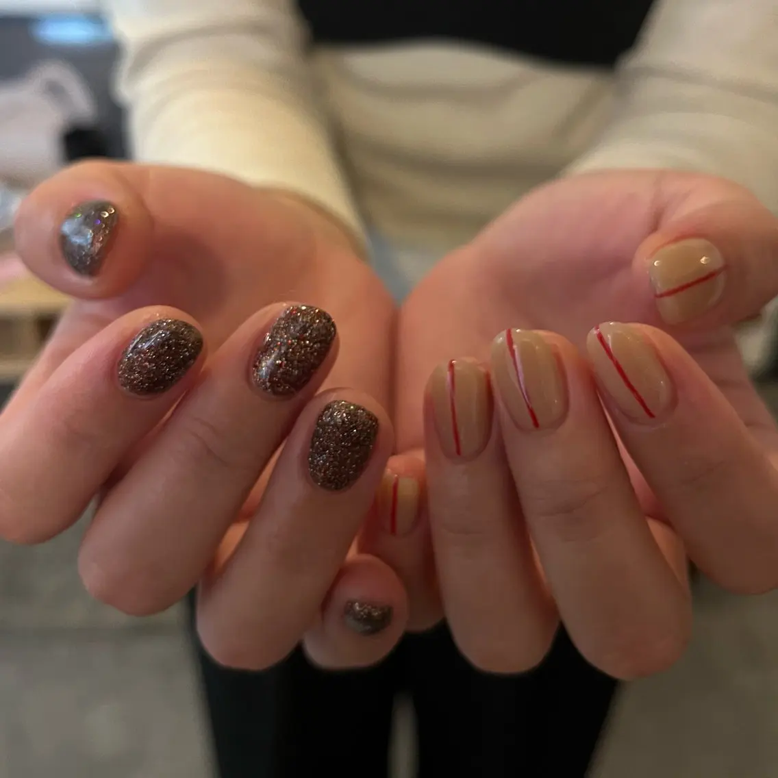 ネイル ブラウン ハンドネイル vegh. nail／阿波座のネイルデザイン