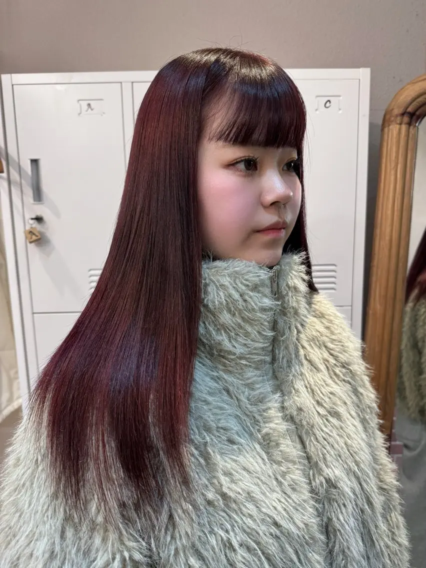 ロング カラー レッドカラー 縮毛矯正/ショート なーな🎀🤍のヘアスタイル