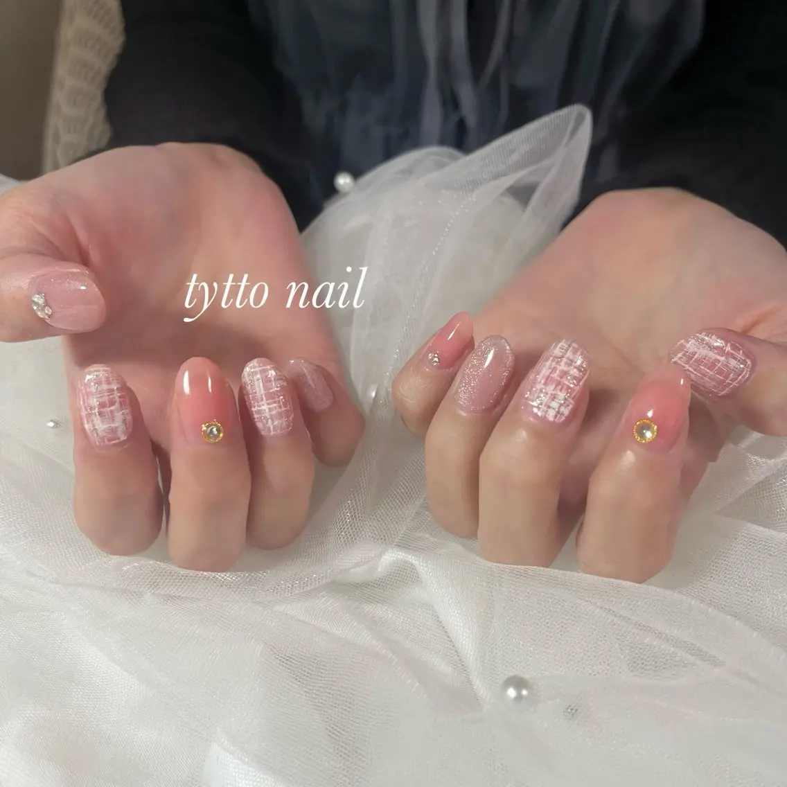 ネイル ガーリー マグネットネイル オフィスネイル ワンカラーネイル ツイードネイル ハンドネイル tytto nail ❤︎eriのネイルデザイン