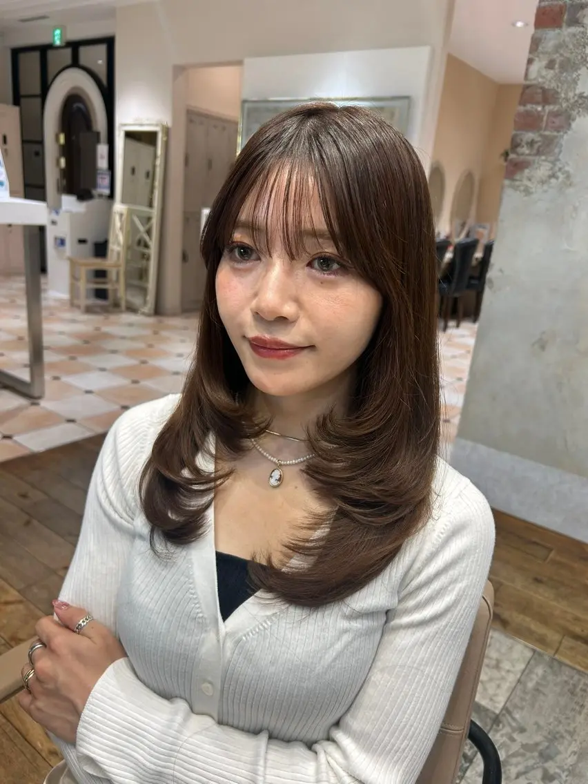 セミロング カット ヘアカラー トリートメント 🎀大竹美侑／顔まわ りカット／レイヤーのヘアスタイル